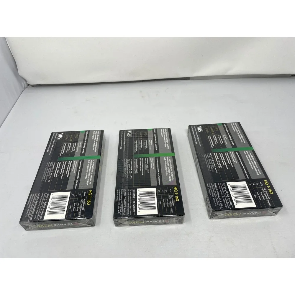 Lot of 3 Fujifilm HQ160 VHS Tapes Sealed Blank 8 Hour‎ Video Cassette New